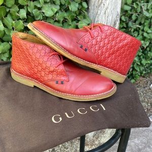 AUTHENTIC GUCCI LEATHER BOOTIE CHUKKA BOOTS SHOES BOYS TODDLER RED DUST BAG